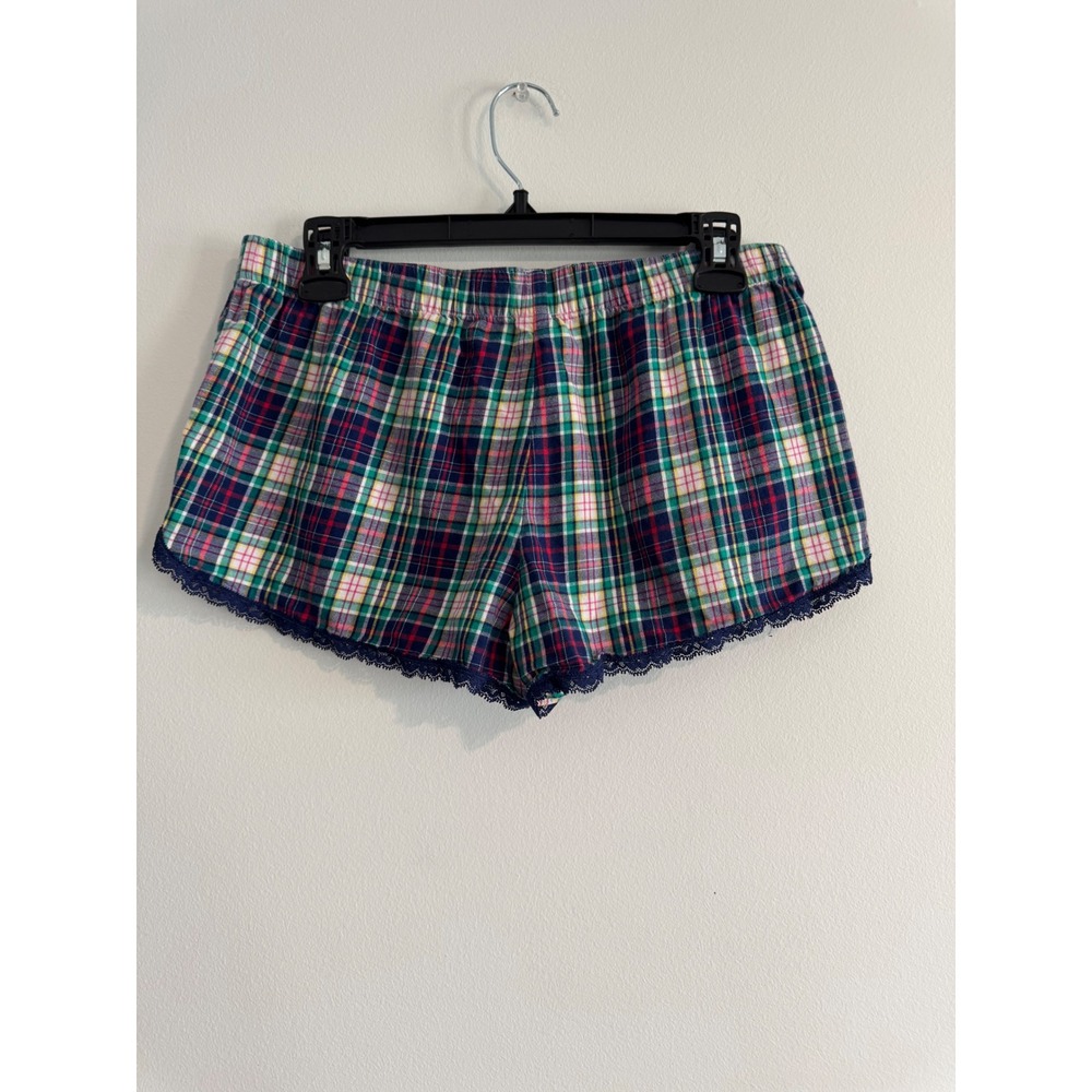 Victoria's Secret Plaid Pajama Shorts Womens S Lace Trim Lounge Cottagecore - Picture 3 of 4